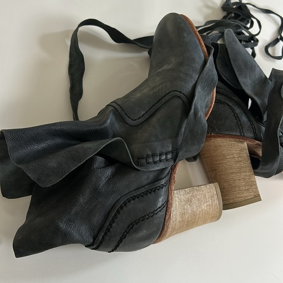 Free People Seven Wonders Wrap Tie Fringe Boho Ankle Heel Bootie size 37/7 - Picture 7 of 16